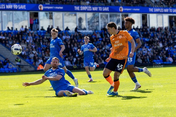 060426 - Peterborough United v Cardiff City - Sky Bet League 1 - Cian Ashford of Cardiff City takes a shot on goal 