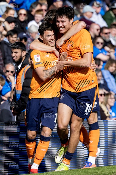 060426 - Peterborough United v Cardiff City - Sky Bet League 1 - Alex Robertson of Cardiff City celebrates scoring his sides goal with Rubin Colwill of Cardiff City