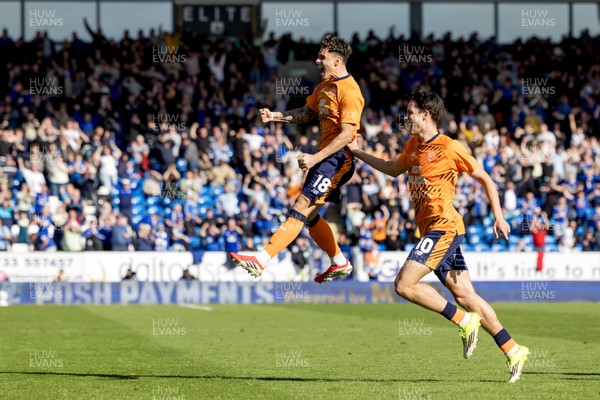 060426 - Peterborough United v Cardiff City - Sky Bet League 1 - Alex Robertson of Cardiff City celebrates scoring his sides goal with Rubin Colwill of Cardiff City