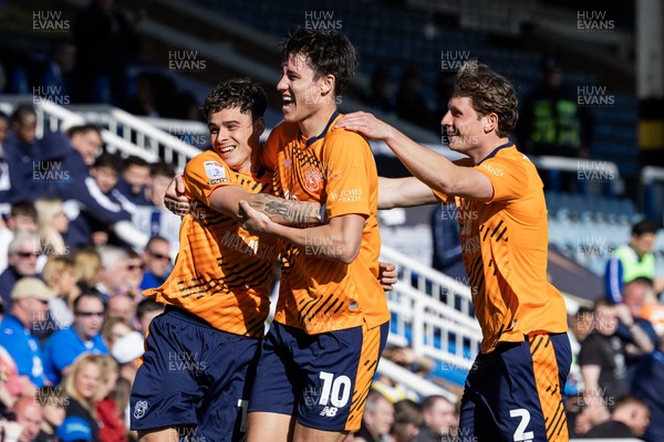060426 - Peterborough United v Cardiff City - Sky Bet League 1 - Alex Robertson of Cardiff City celebrates scoring his sides goal with Rubin Colwill of Cardiff City and William Fish of Cardiff City