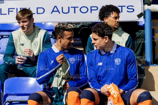 060426 - Peterborough United v Cardiff City - Sky Bet League 1 - Callum Robinson of Cardiff City with Yousef Salech of Cardiff City