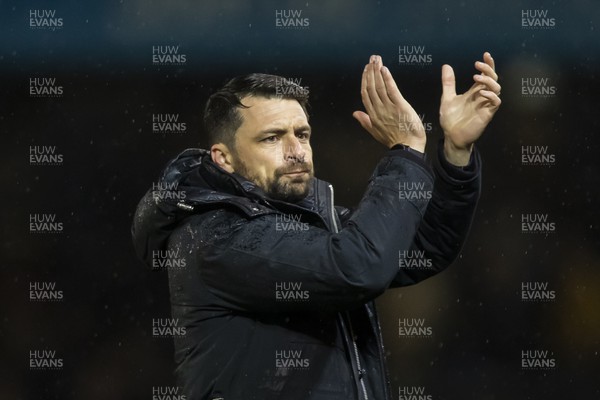 160322 - Peterborough United v Swansea City - Sky Bet Championship - Swansea City Manager Russell Martin applauds the fans after his side's victory against Peterborough United