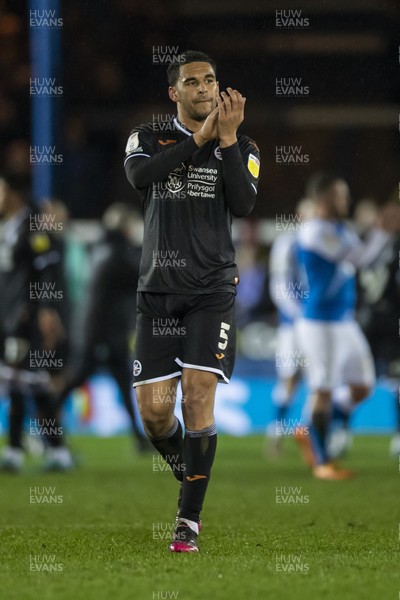 160322 - Peterborough United v Swansea City - Sky Bet Championship - Ben Cabango of Swansea City applauds the fans after his side's victory