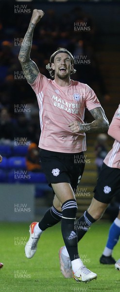 170821 - Peterborough v Cardiff City - Sky Bet Championship - Aden Flint of Cardiff celebrates his goal in the 83rd minute