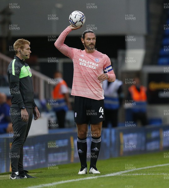 170821 - Peterborough v Cardiff City - Sky Bet Championship - Sean Morrison of Cardiff gets ready to throw in the ball