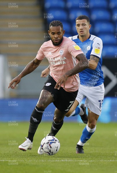 170821 - Peterborough v Cardiff City - Sky Bet Championship - Leandra Bacuna of Cardiff and Oliver Norburn of Peterborough