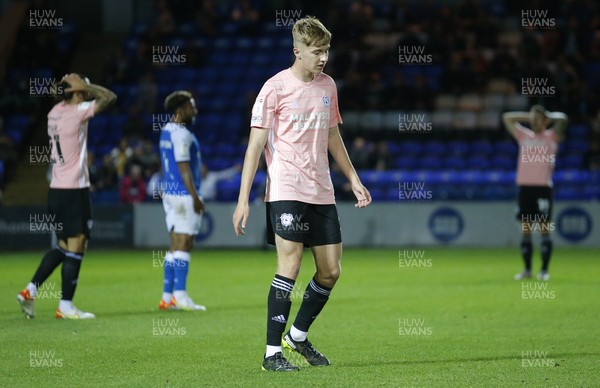 170821 - Peterborough v Cardiff City - Sky Bet Championship - Joel Bagan of Cardiff and team show despair after 2nd Peterborough goal