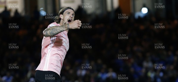 170821 - Peterborough v Cardiff City - Sky Bet Championship - Aden Flint of Cardiff celebrates his goal in 83rd minute