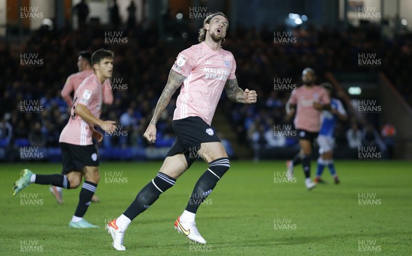 170821 - Peterborough v Cardiff City - Sky Bet Championship - Aden Flint of Cardiff celebrates his goal in 83rd minute