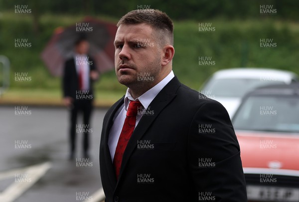 240622 - Picture shows the memorial service for Phil Bennett OBE, former Llanelli, Wales & Lions player at the Parc y Scarlets - Rob Evans arrives