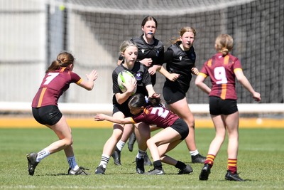 290426 - Plasmawr v Haverfordwest High - Girls Schools Final U12 - Road To Principality Finals - Action during the match