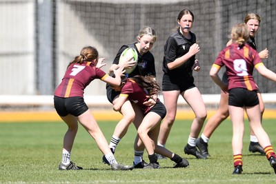 290426 - Plasmawr v Haverfordwest High - Girls Schools Final U12 - Road To Principality Finals - Action during the match
