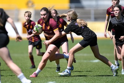 290426 - Plasmawr v Haverfordwest High - Girls Schools Final U12 - Road To Principality Finals - Action during the match
