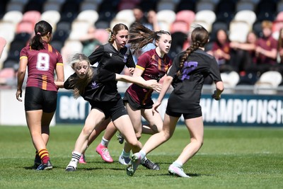 290426 - Plasmawr v Haverfordwest High - Girls Schools Final U12 - Road To Principality Finals - Action during the match