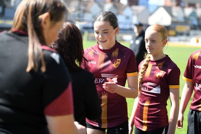 290426 - Plasmawr v Haverfordwest High - Girls Schools Final U12 - Road To Principality Finals - Plasmawr collect their medals at full time