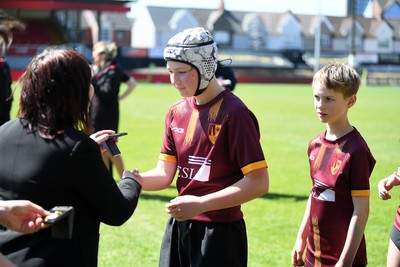 290426 - Plasmawr v Haverfordwest High - Girls Schools Final U12 - Road To Principality Finals - Plasmawr collect their medals at full time