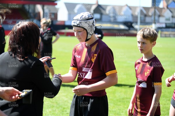 290426 - Plasmawr v Haverfordwest High - Girls Schools Final U12 - Road To Principality Finals - Plasmawr collect their medals at full time