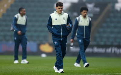 210226 - Plymouth Argyle v Cardiff City - Sky Bet League 1 - Alex Robertson of Cardiff City arrives ahead of the match