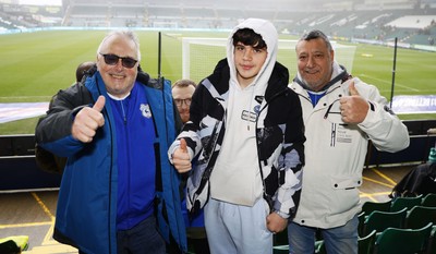 210226 - Plymouth Argyle v Cardiff City - Sky Bet League 1 - Cardiff City fans upbeat before the match