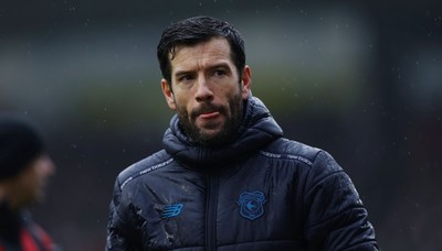 210226 - Plymouth Argyle v Cardiff City - Sky Bet League 1 - Dejection at the final whistle for Brian Barry-Murphy, Manager of Cardiff City
