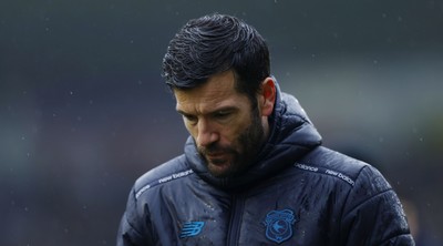 210226 - Plymouth Argyle v Cardiff City - Sky Bet League 1 - Dejection at the final whistle for Brian Barry-Murphy, Manager of Cardiff City