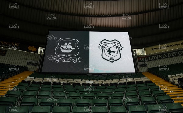 210226 - Plymouth Argyle v Cardiff City - Sky Bet League 1 - General view of Home Park LED boards ahead of the match