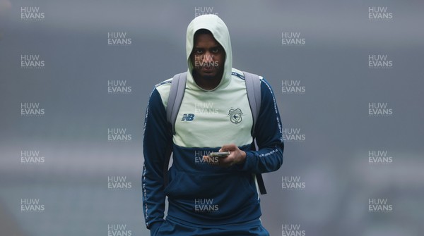 210226 - Plymouth Argyle v Cardiff City - Sky Bet League 1 - Omari Kellyman of Cardiff City arrives ahead of the match