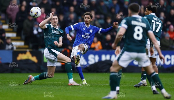 210226 - Plymouth Argyle v Cardiff City - Sky Bet League 1 -  Omari Kellyman of Cardiff City slots the ball into the net for their second goal