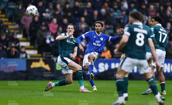 210226 - Plymouth Argyle v Cardiff City - Sky Bet League 1 -  Omari Kellyman of Cardiff City slots the ball into the net for their second goal