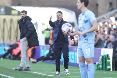 220225 - Plymouth Argyle v Cardiff City - Sky Bet Championship - Manager of Cardiff City Omer Riza gives instructions