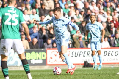 220225 - Plymouth Argyle v Cardiff City - Sky Bet Championship - Aaron Ramsey of Cardiff City attacks the midfield  