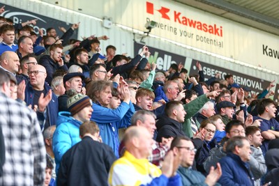 220225 - Plymouth Argyle v Cardiff City - Sky Bet Championship - Fans of Cardiff City enjoy the game