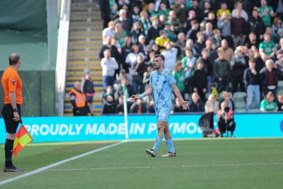 220225 - Plymouth Argyle v Cardiff City - Sky Bet Championship - Dimitrios Goutas of Cardiff City is dejected after being sent off