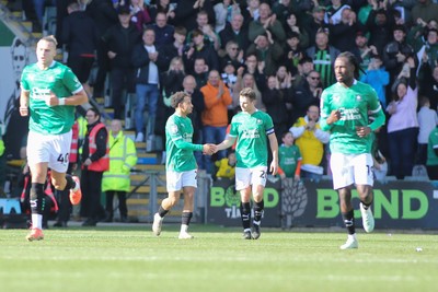 220225 - Plymouth Argyle v Cardiff City - Sky Bet Championship - Muhamed Tijani of Plymouth Argyle celebrates his goal