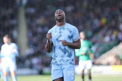 220225 - Plymouth Argyle v Cardiff City - Sky Bet Championship - Yakou Meite of Cardiff City turns a way frustrated