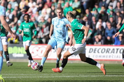 220225 - Plymouth Argyle v Cardiff City - Sky Bet Championship - Sivert Mannsverk of Cardiff City probes the Plymouth defence