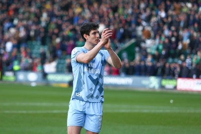 220225 - Plymouth Argyle v Cardiff City - Sky Bet Championship - Callum O’Dowda of Cardiff City applauds the travelling fans at the end of the game