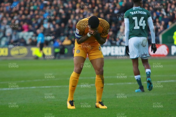 010220 - Plymouth Argyle v Newport County - EFL SkyBet League 2 - Joss Labadie of Newport County sees his shot saved by Alex Palmer of Plymouth Argyle
