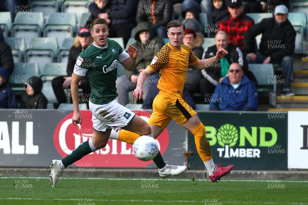 010220 - Plymouth Argyle v Newport County - EFL SkyBet League 2 - George Nurse of Newport County whips in a cross