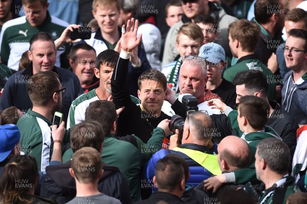 170417 - Plymouth Argyle v Newport County - SkyBet League 2 - Luke McCormick of Plymouth Argyle celebrates with fans after a pitch invasion