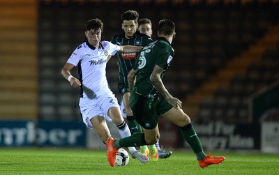 300816 - Plymouth Argyle v Newport County - Checkatrade Trophy -Tom Owen-Evans of Newport County looks for space