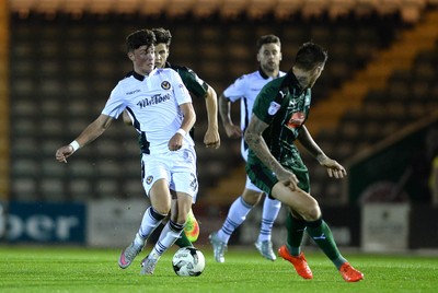 300816 - Plymouth Argyle v Newport County - Checkatrade Trophy -Tom Owen-Evans of Newport County looks for space