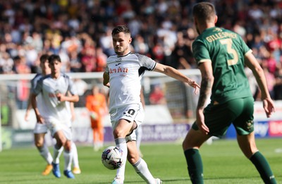 071023 - Plymouth Argyle v Swansea City, EFL Sky Bet Championship - Liam Cullen of Swansea City plays the ball