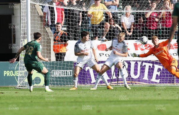 071023 - Plymouth Argyle v Swansea City, EFL Sky Bet Championship - Luke Cundle of Plymouth Argyle shoots to score the opening goal
