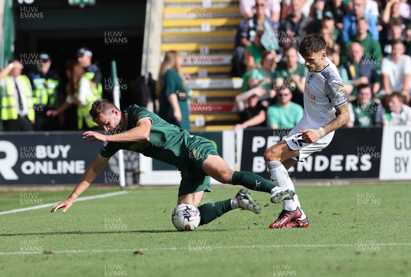 071023 - Plymouth Argyle v Swansea City, EFL Sky Bet Championship - Jamie Paterson of Swansea City and Matt Butcher of Plymouth Argyle compete for the ball