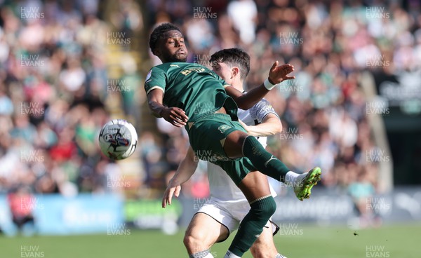 071023 - Plymouth Argyle v Swansea City, EFL Sky Bet Championship -Bali Mumba of Plymouth Argyle and Josh Key of Swansea City compete for the ball