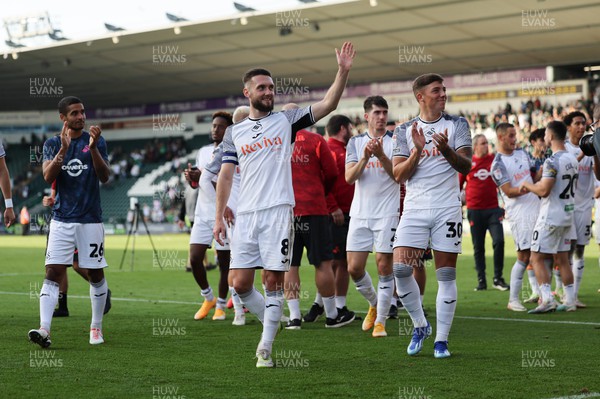 071023 - Plymouth Argyle v Swansea City, EFL Sky Bet Championship - Matt Grimes of Swansea City waves to the fans at the end of the match