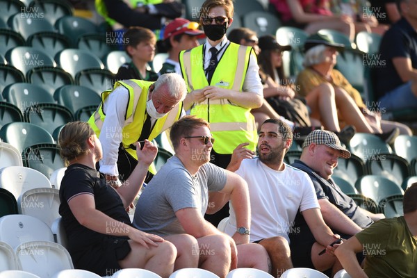 200721 - Plymouth Argyle v Swansea City - Preseason Friendly - A Plymouth Argyle Football Club Steward wears a face mask to as restrictions are eased in England