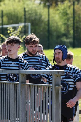 250426 - Pontyberem v Llanybydder - Admiral National League 4 West A - Pontyberem players walk to the pitch