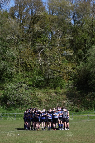 250426 - Pontyberem v Llanybydder - Admiral National League 4 West A - Pontyberem huddle before kick off